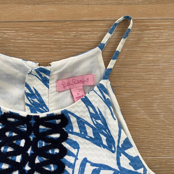 Lilly Pulitzer Annabelle Bay Blue Yacht Sea Rope Lace Shift Dress sz 6 - Picture 3 of 4